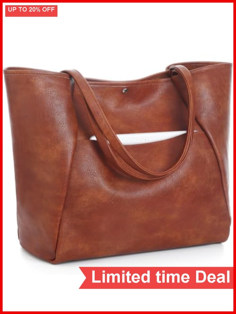 Large Vegan Leather Tote Bag Women Weekender Shoulder Work Travel